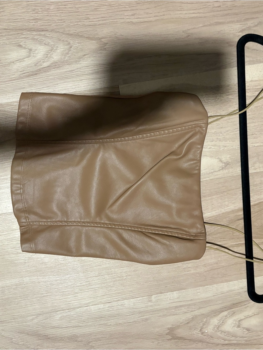 Faux Leather Top in Camel